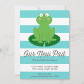 かわいモダンいカエルの動きのアナウンス 案内状 (正面)