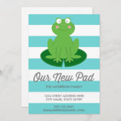 かわいモダンいカエルの動きのアナウンス 案内状 (正面/裏面)