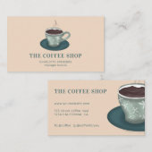 かわいモダンいグリーンコーヒーショップカップイラストレーション 名刺 (正面/裏面)