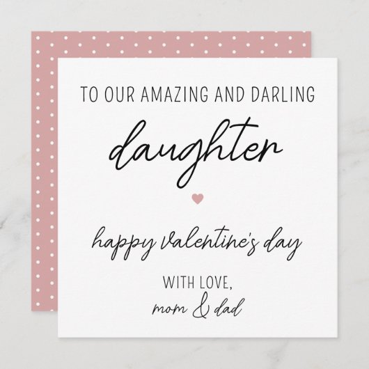 かわいモダンいバレンタインの娘のカード カード (正面/裏面)
