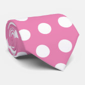 かわいモダンいピンクと白の大きな水玉模様 ネクタイ (ロール)