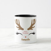 かわいモダンいメリークリスマスのトナカイ顔 マグカップ (中央)