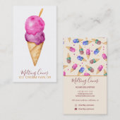 かわいモダンい夏アイスクリームパーラー水色 名刺 (正面/裏面)