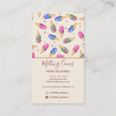 かわいモダンい夏アイスクリームパーラー水色 名刺 (裏面)