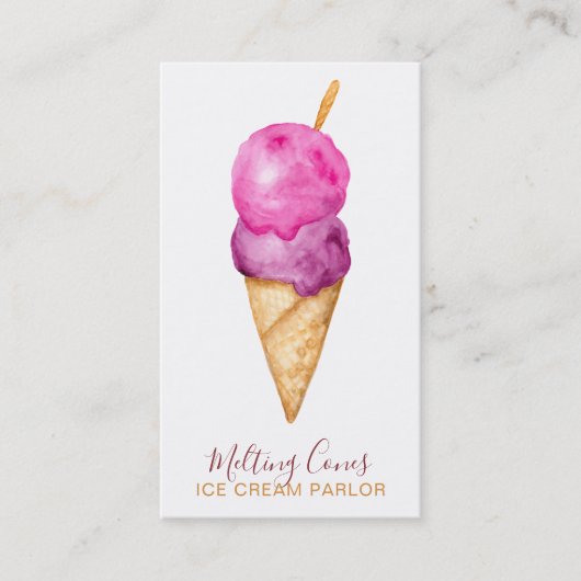 かわいモダンい夏アイスクリームパーラー水色 名刺 (正面)