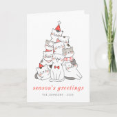 かわいモダンい子猫たちのクリスマスツリー シーズンカード (正面)