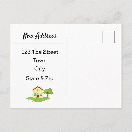 かわいモダンい新しいアドレス 案内ポストカード (裏面)