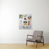 かわいモダンい灰色のモノクロ家族写真集 タペストリー (インサイチュ)