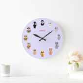 かわいモダンい猫漫画 ラージ壁時計 (ホーム)