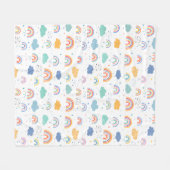 かわいモダンい虹と雲模様 フリースブランケット (正面(横))