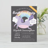 かわいモダンい虹のユニコーンバーチャル誕生日パーティー 招待状 (スタンド正面)