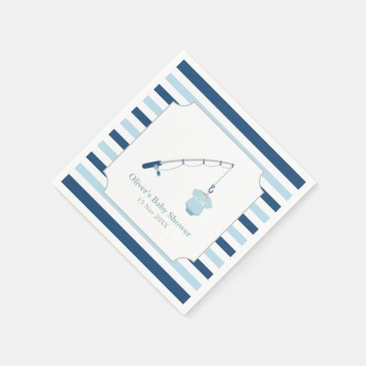 かわいモダンい魚釣りをテーマにした赤ちゃんシャワー スタンダードカクテルナプキン (角)