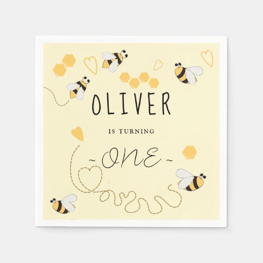 かわいモダンい1歳の誕生日を迎えるのはとても甘い スタンダードカクテルナプキン (正面)