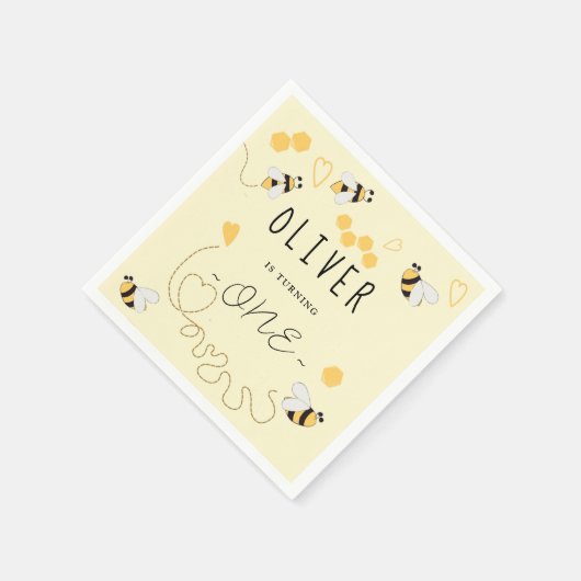 かわいモダンい1歳の誕生日を迎えるのはとても甘い スタンダードカクテルナプキン (角)