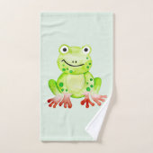 かわいユニセックスい水彩ジャングルカエルベビー/子ども用 バスタオルセット (ハンドタオル)