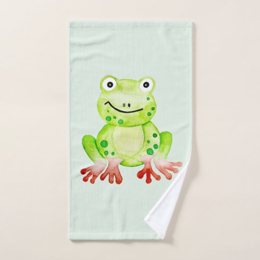 かわいユニセックスい水彩ジャングルカエルベビー/子ども用 バスタオルセット (ハンドタオル)