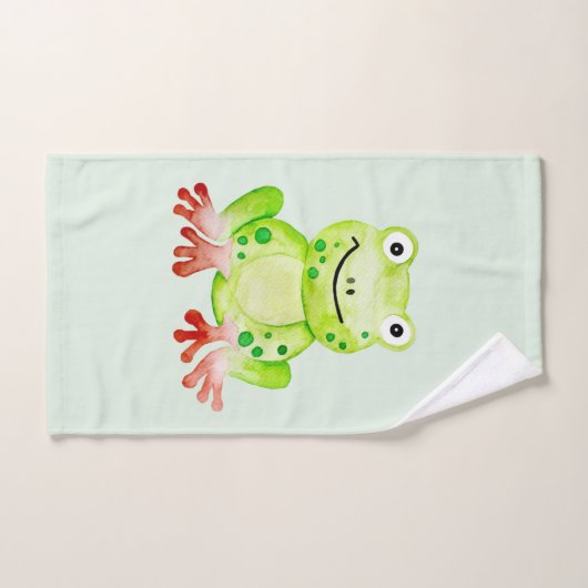 かわいユニセックスい水彩ジャングルカエルベビー/子ども用 バスタオルセット (ハンドタオル)