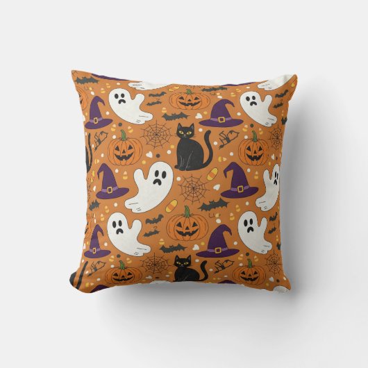 かわい不気味いハロウィーンの友人のパターンクッション クッション (正面)