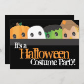 かわい不気味いハロウィーンの衣装パーティー 招待状 (正面/裏面)