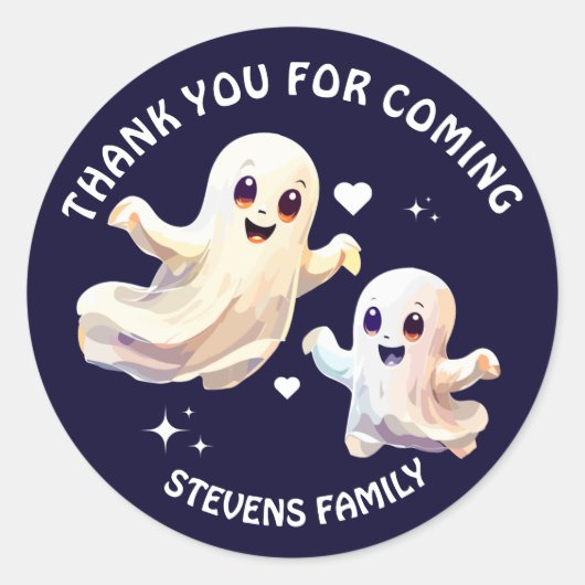 かわい不気味いハロウィーン幽霊の誕生サンキュー日 ラウンドシール (正面)