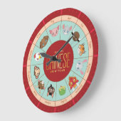 かわい中国のいキャラクターの〔占星術の〕十二宮図 ラージ壁時計 (傾斜)