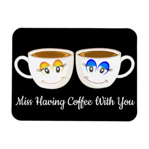 かわい恋しく思いコーヒーカップでコーヒーを飲む マグネット