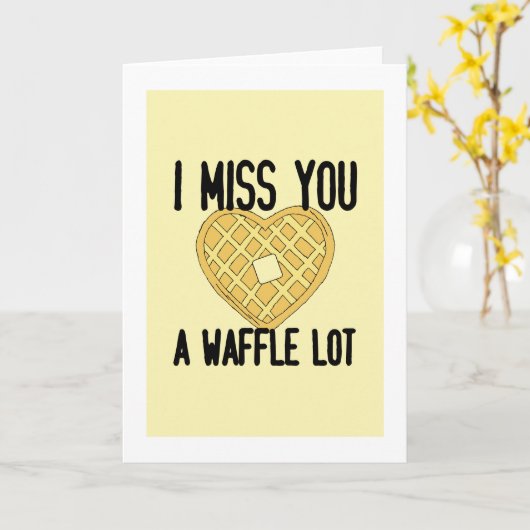 かわい恋しく思い人の引用文恋しく思はワッフル カード (黄色い花)