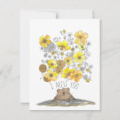 かわい恋しく思い地豚と花の水彩 カード (正面)