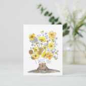 かわい恋しく思い地豚と花の水彩 カード (スタンド正面)