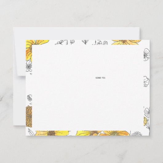 かわい恋しく思い地豚と花の水彩 カード (裏面)