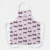 かわい日本のいおにぎりのおにぎり柄ピンク エプロン (正面)