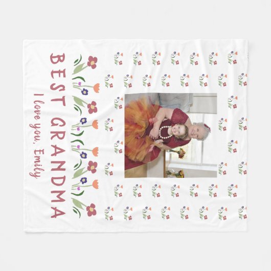 かわい最高のいおじいちゃんがお母さんの日の写真 フリースブランケット (正面(横))