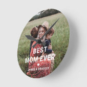 かわい最高のいお母さん、ハートの母の日の写真 ラウンド壁時計 (傾斜)