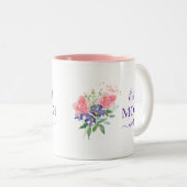 かわい最高のいピンク紫のフローラ ツートーンマグカップ (正面右)