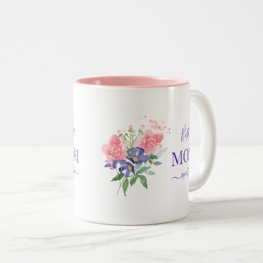かわい最高のいピンク紫のフローラ ツートーンマグカップ (正面右)