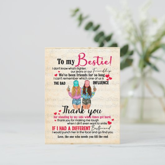 かわい最高のい友達の贈おもしろいり物、友情の日の贈り物 招待状 (スタンド正面)