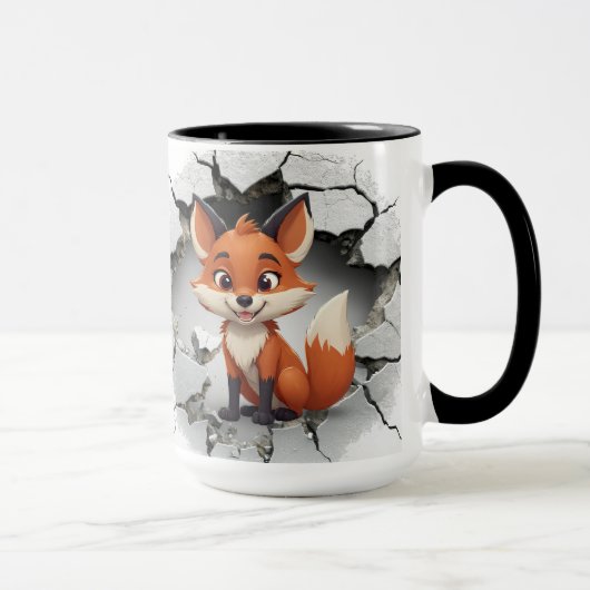 かわい来いキツネが割れた壁から マグカップ (右)