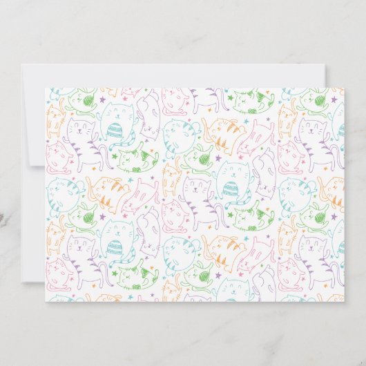 かわい熱狂するい猫誕生日パーティーカスタム招待状 招待状 (裏面)