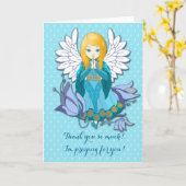 かわい祈い天使。漫画のイラストレーション カード (黄色い花)