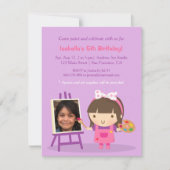 かわい絵画いアーツクラフツ誕生日パーティー写真 招待状 (正面)