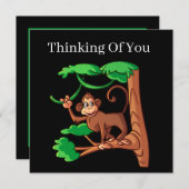 かわい考えるい猿の仲間が加わる気持ち ノートカード (正面/裏面)