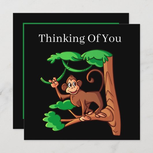 かわい考えるい猿の仲間が加わる気持ち ノートカード (正面/裏面)