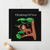 かわい考えるい猿の仲間が加わる気持ち ノートカード (正面/裏面インサイチュ)