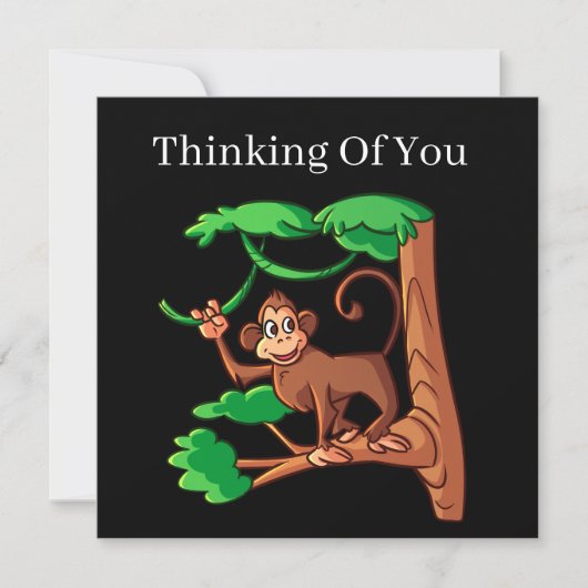 かわい考えるい猿の仲間が加わる気持ち ノートカード (正面)