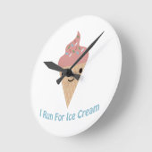 かわい走いアイスクリーム ラウンド壁時計 (傾斜)