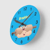 かわい転がいピンと生地ペストリーベーキング漫画 ラウンド壁時計 (傾斜)