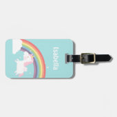 かわい飛んでいるい一角獣虹の女の子がラゲッジタグ ラゲッジタグ (正面横)