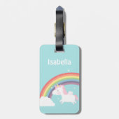 かわい飛んでいるい一角獣虹の女の子がラゲッジタグ ラゲッジタグ (裏面縦)