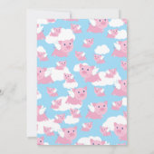 かわい飛んでいるい豚のベビーシャワー 招待状 (裏面)