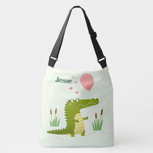 かわら立て爬虫類漫画アリゲーターカスタム クロスボディバッグ (正面)